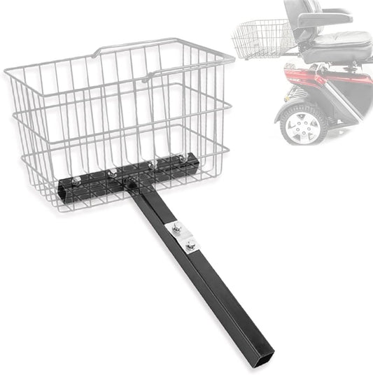 Rear Basket Mounting Bracket for Mobility Scooter Cargo Rack, Heavy Duty Iron Replacement Holder with Mounting Screws, 1 Pack