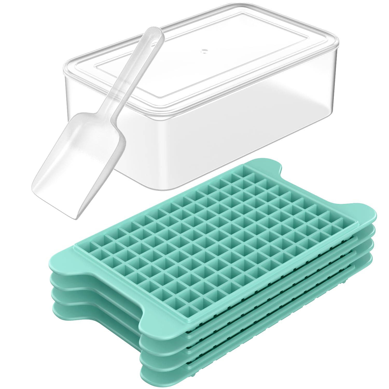 Mini Ice Cube Tray for Freezer: FDDBI Small Ice Trays for Freezer with Bin - 117×4PCS Easy Release Nugget Ice Tray - Crushed Ice Tray with Container