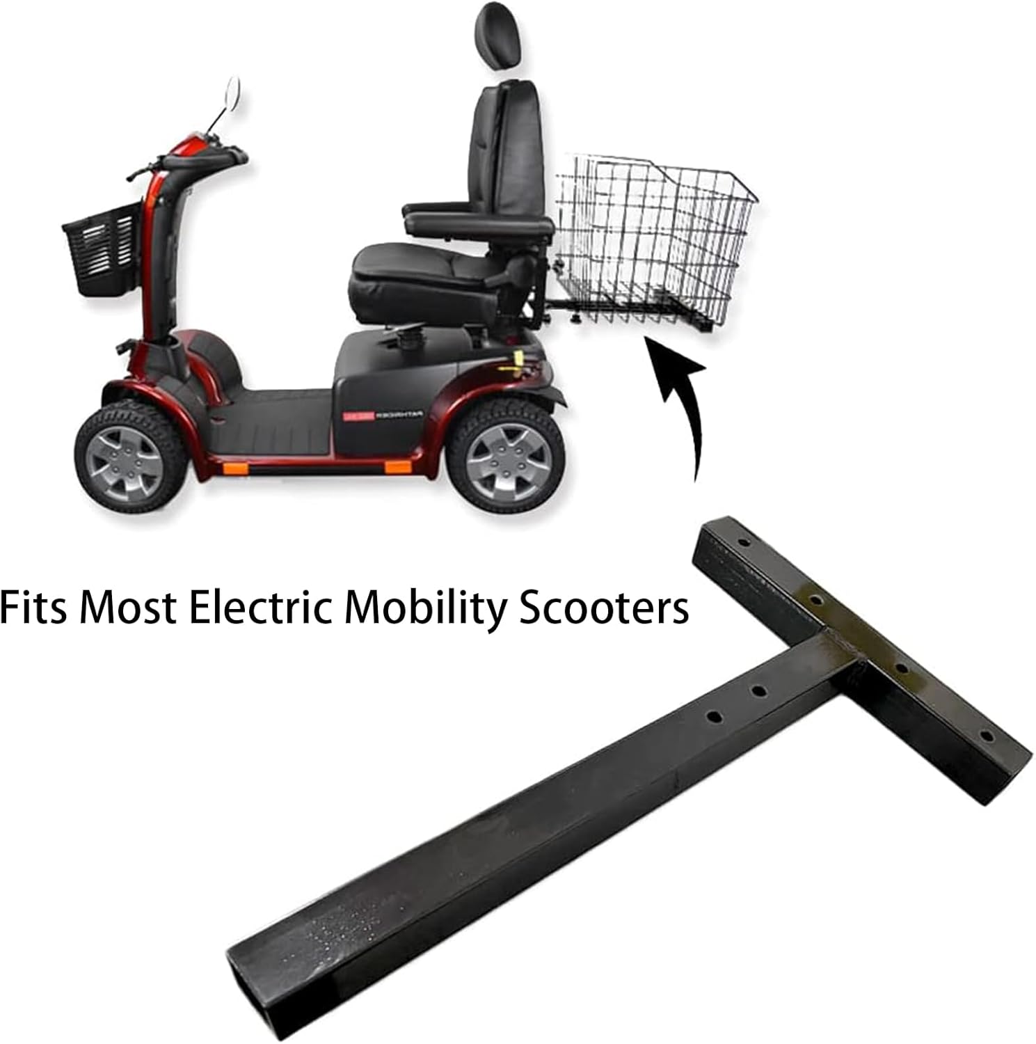 Rear Basket Mounting Bracket for Mobility Scooter Cargo Rack, Heavy Duty Iron Replacement Holder with Mounting Screws, 1 Pack