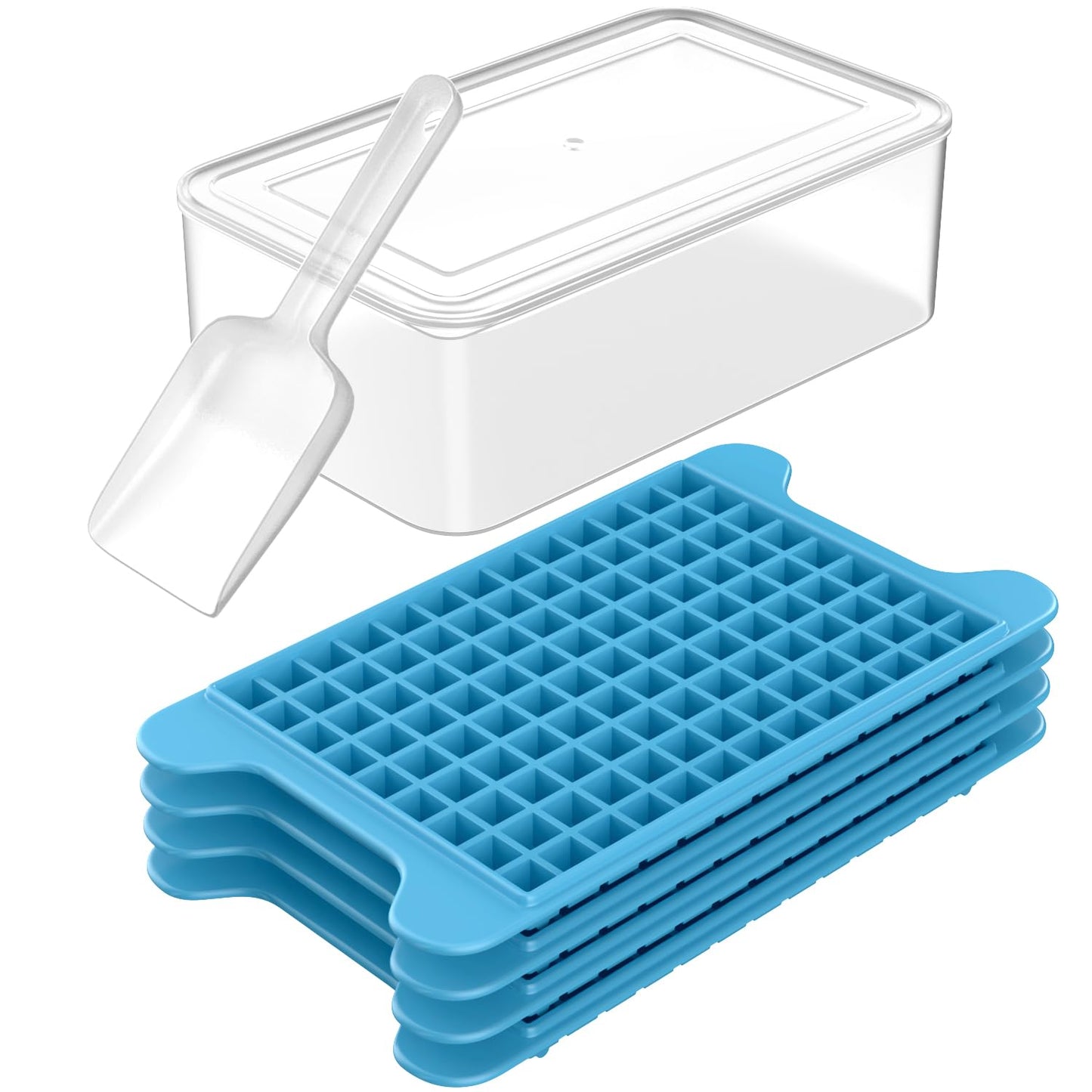 Mini Ice Cube Tray for Freezer: FDDBI Small Ice Trays for Freezer with Bin - 117×4PCS Easy Release Nugget Ice Tray - Crushed Ice Tray with Container