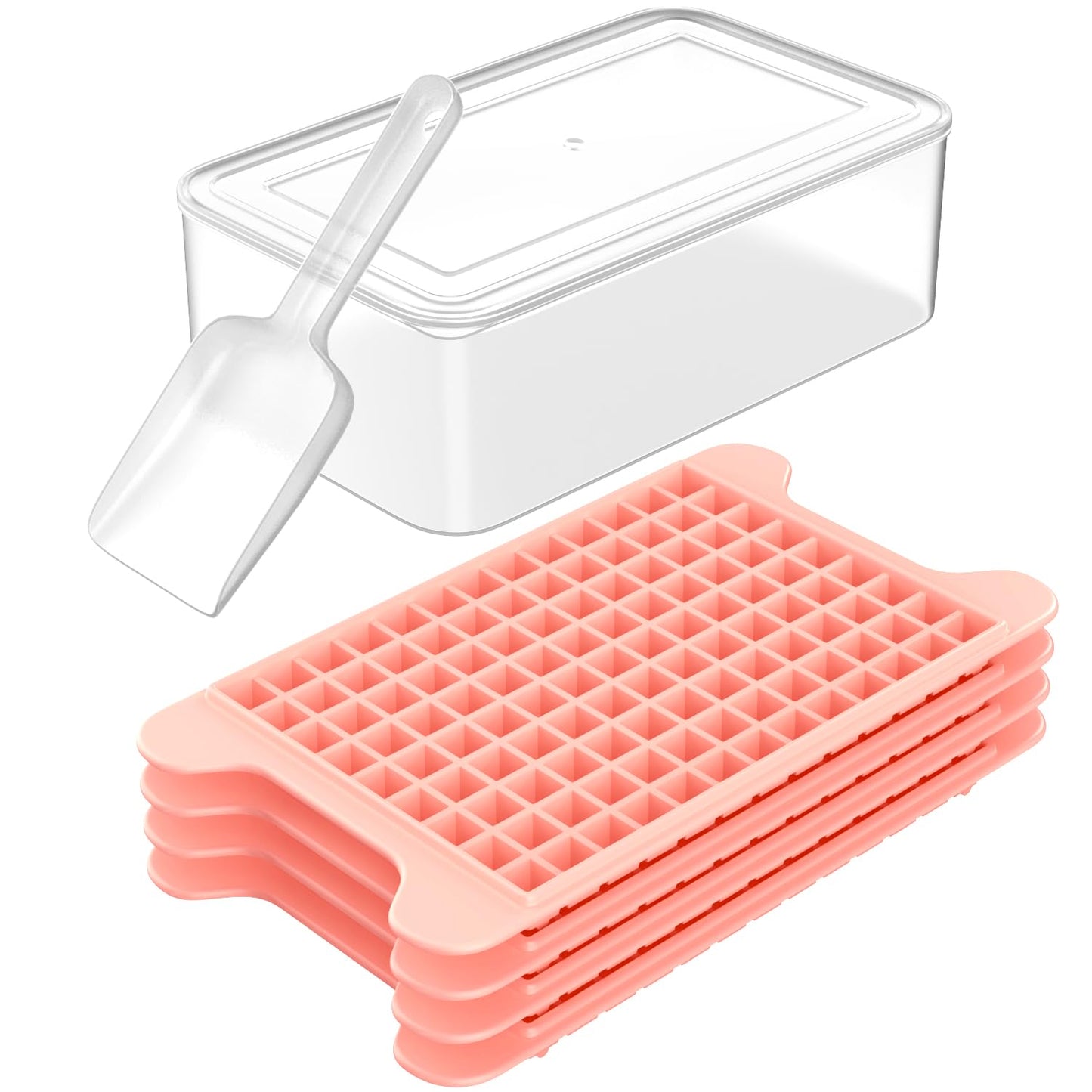 Mini Ice Cube Tray for Freezer: FDDBI Small Ice Trays for Freezer with Bin - 117×4PCS Easy Release Nugget Ice Tray - Crushed Ice Tray with Container