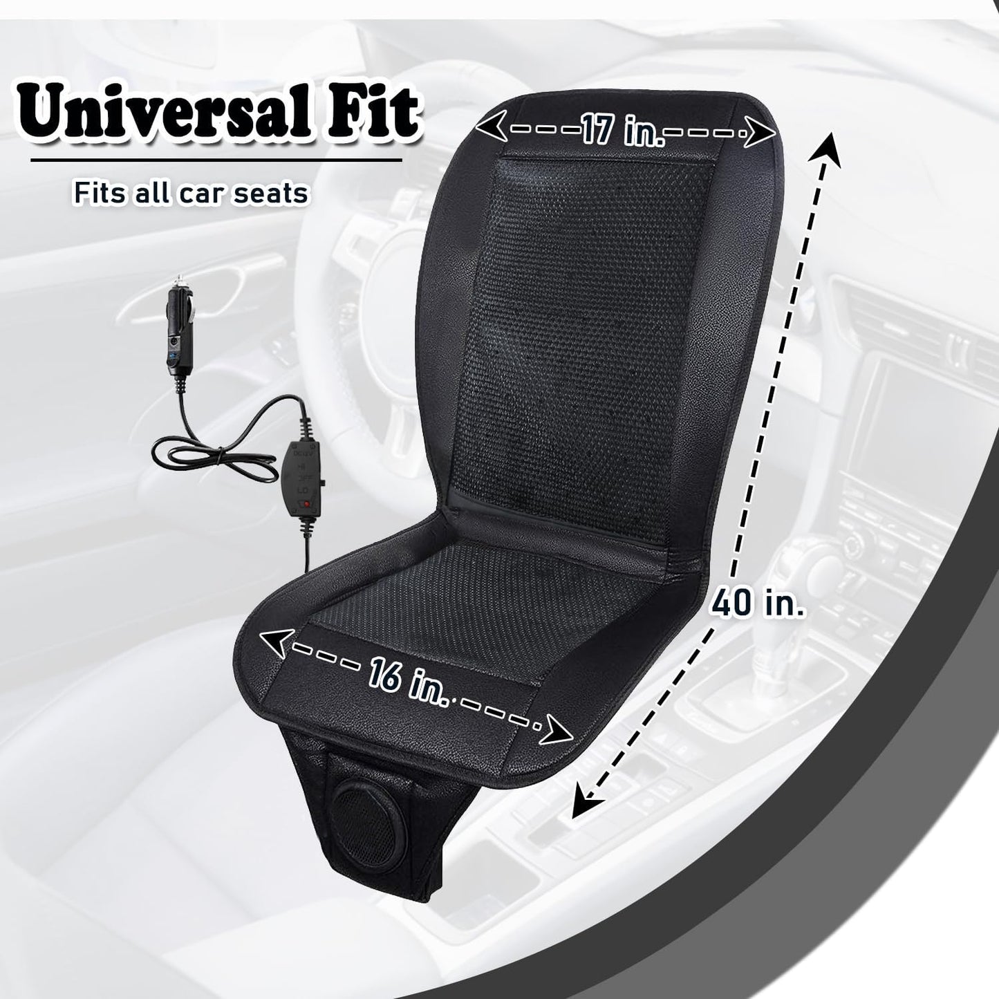 ZONETECH Cooling Car Seat Cushion - Black Automotive Adjustable Temperature Comfortable Cooling Car Seat Cover (1 Pack)
