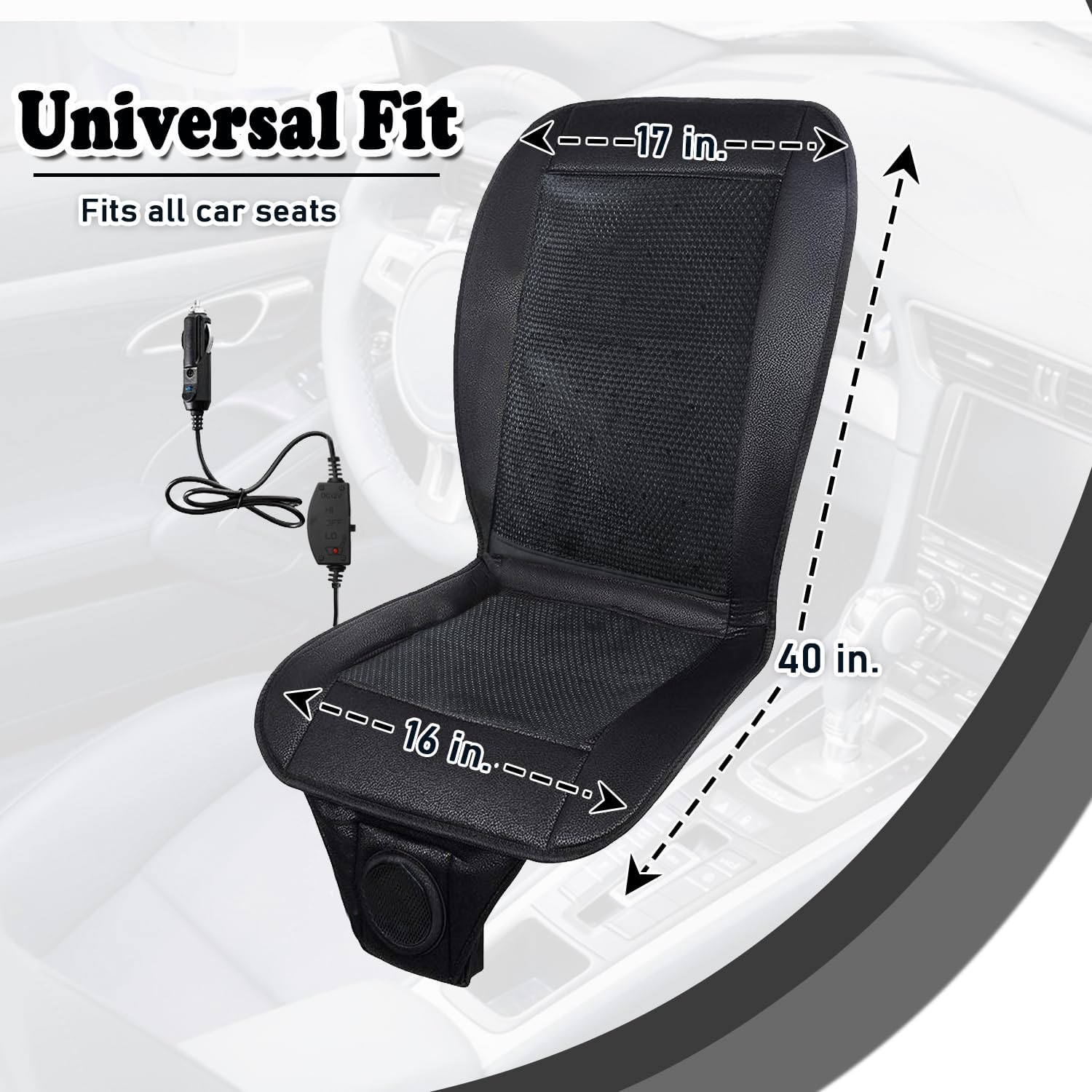 ZONETECH Cooling Car Seat Cushion - Black Automotive Adjustable Temperature Comfortable Cooling Car Seat Cover (1 Pack)